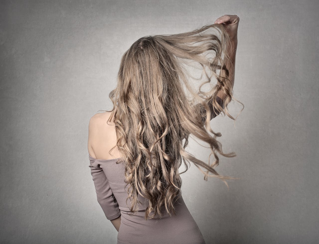 Woman Wearing gray Dress